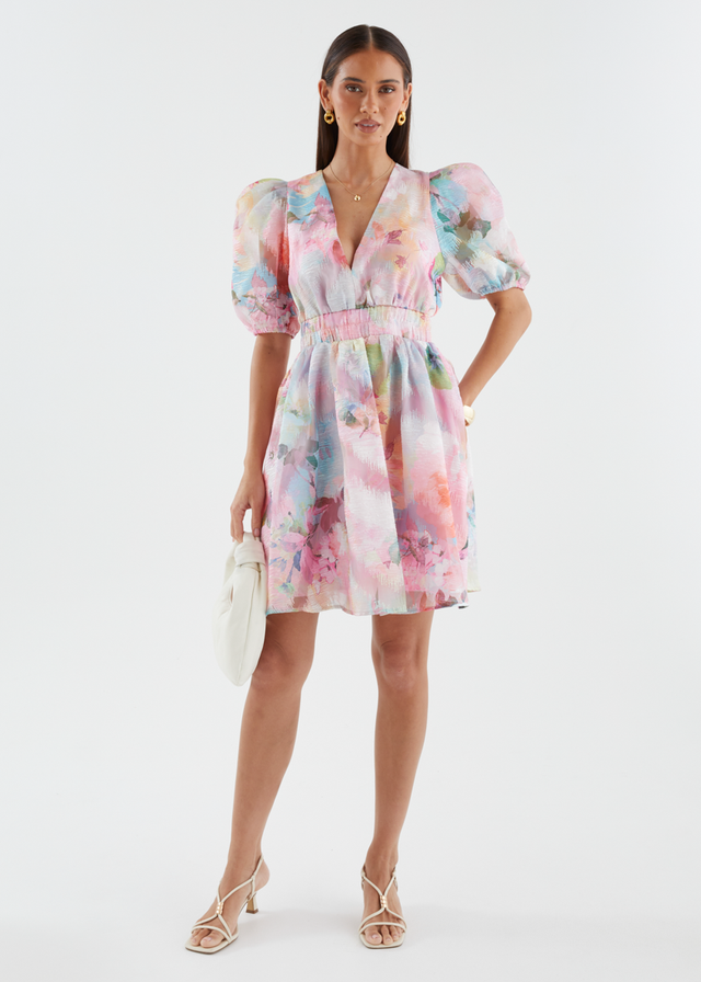 Meera Dress - Pink Watercolour