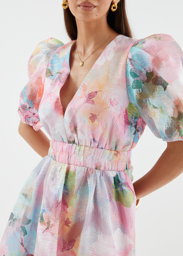 Meera Dress - Pink Watercolour