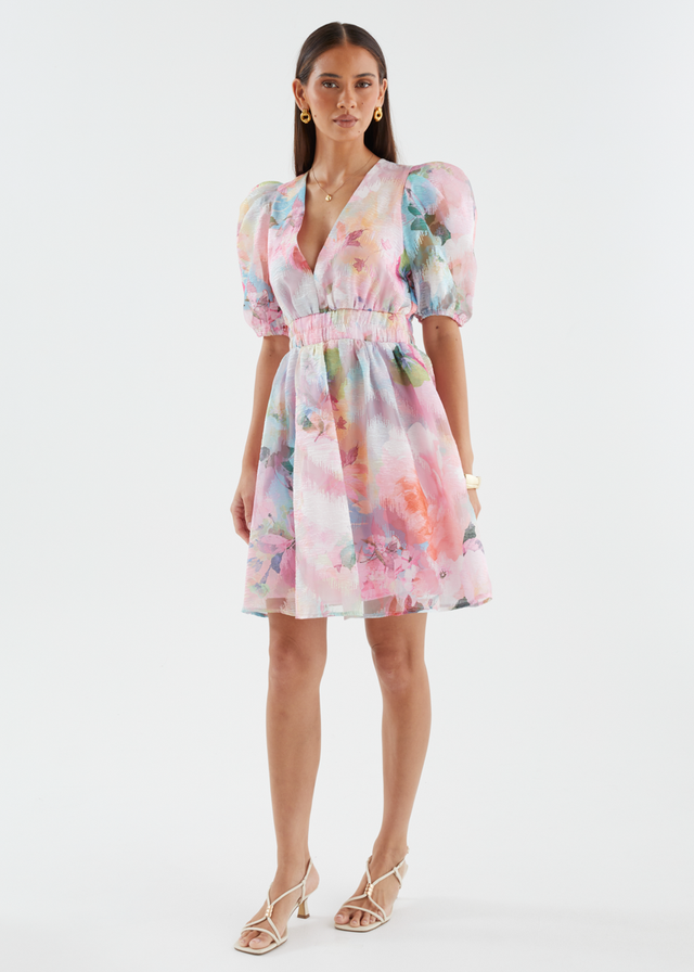 Meera Dress - Pink Watercolour