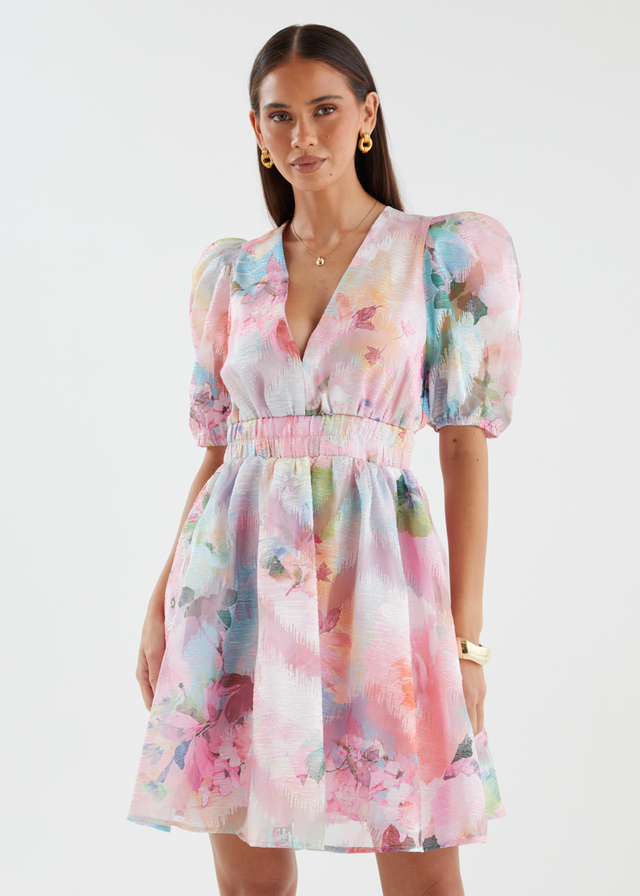 Meera Dress - Pink Watercolour