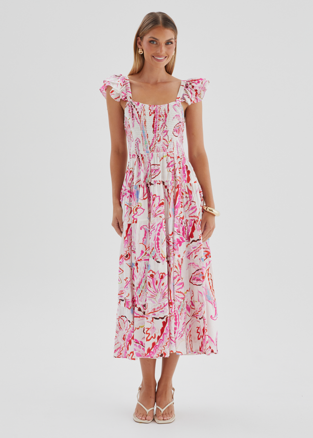 Deluca Midi Dress - Botanical Pink