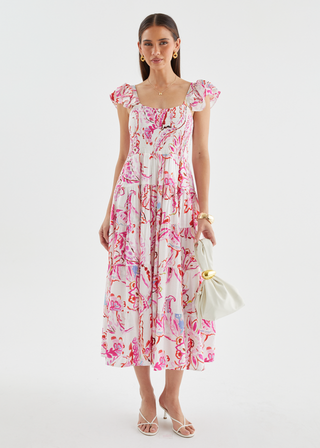 Deluca Midi Dress - Botanical Pink