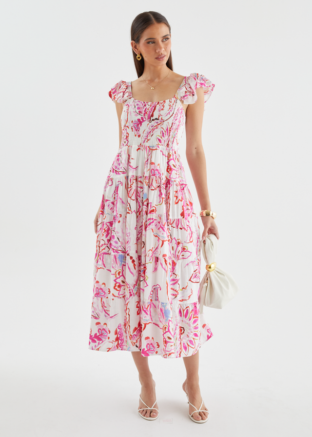 Deluca Midi Dress - Botanical Pink