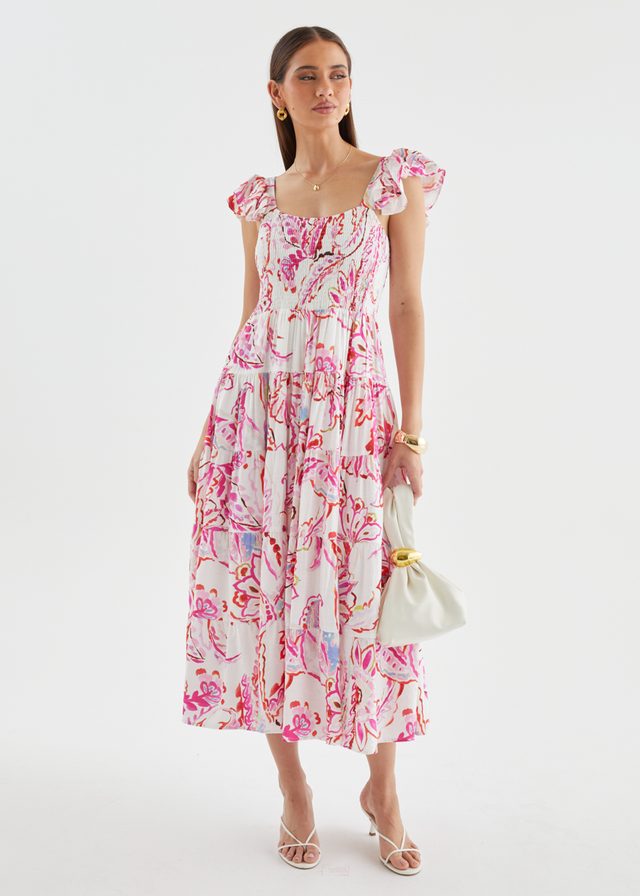 Deluca Midi Dress - Botanical Pink