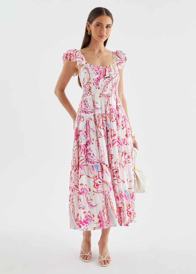 Deluca Midi Dress - Botanical Pink