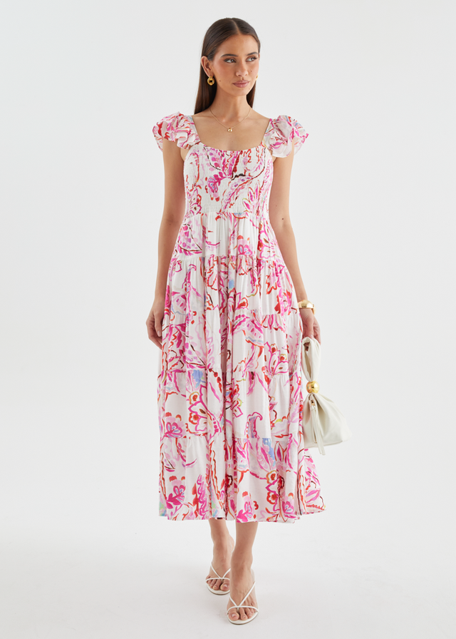 Deluca Midi Dress - Botanical Pink