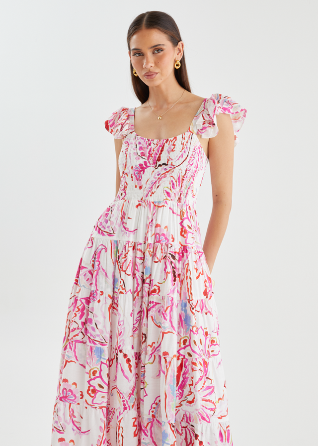 Deluca Midi Dress - Botanical Pink
