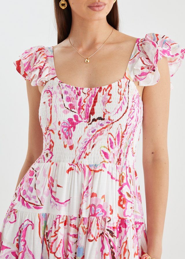 Deluca Midi Dress - Botanical Pink