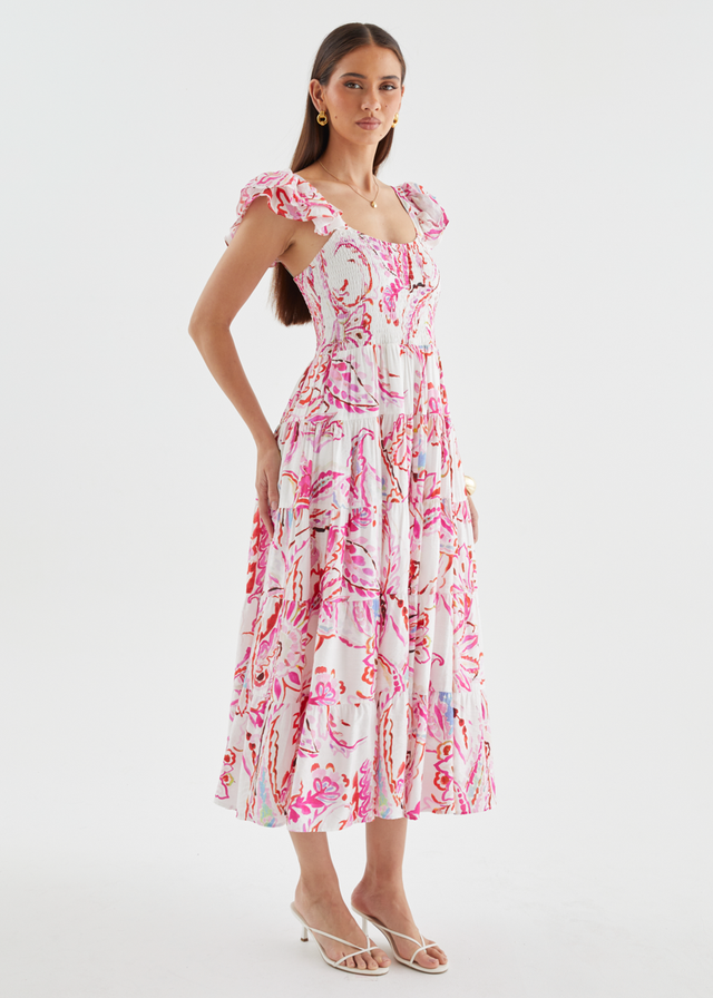 Deluca Midi Dress - Botanical Pink