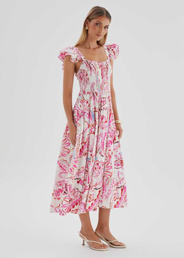 Deluca Midi Dress - Botanical Pink
