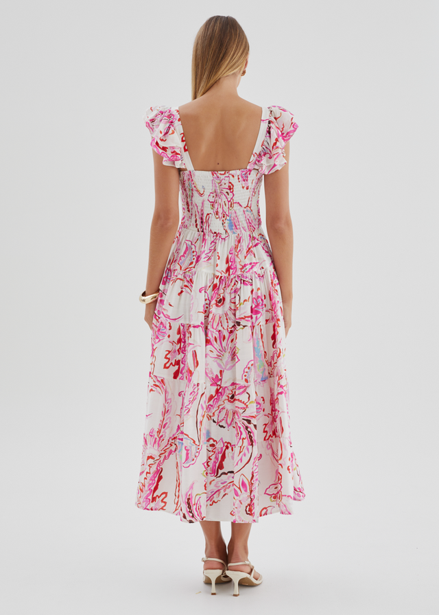 Deluca Midi Dress - Botanical Pink