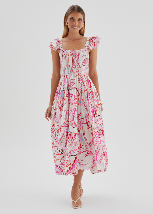 Deluca Midi Dress - Botanical Pink
