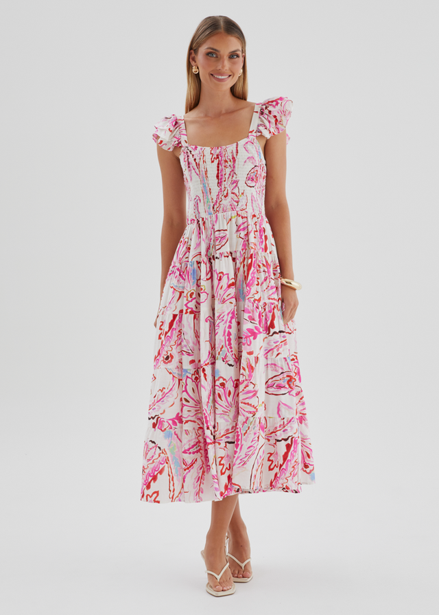 Deluca Midi Dress - Botanical Pink
