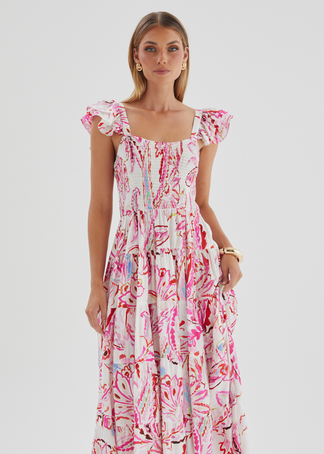 Deluca Midi Dress - Botanical Pink