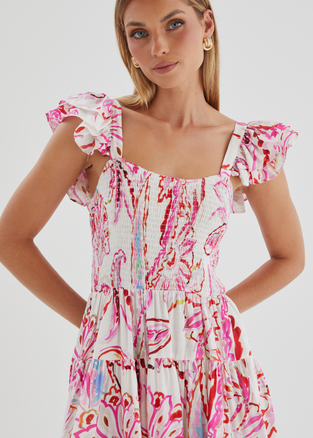 Deluca Midi Dress - Botanical Pink