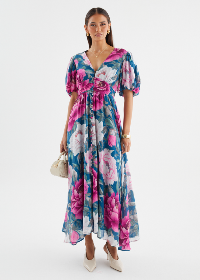 Anastasia Maxi Dress - Teal Peony