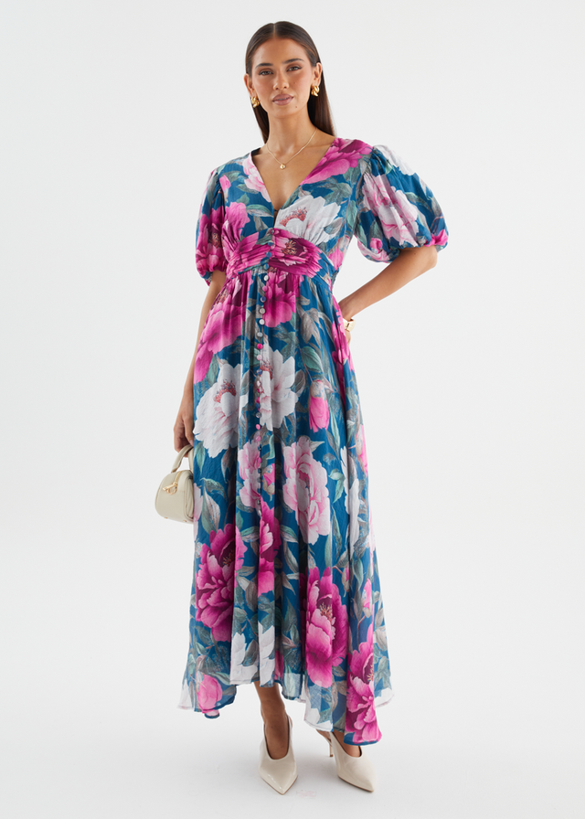Anastasia Maxi Dress - Teal Peony