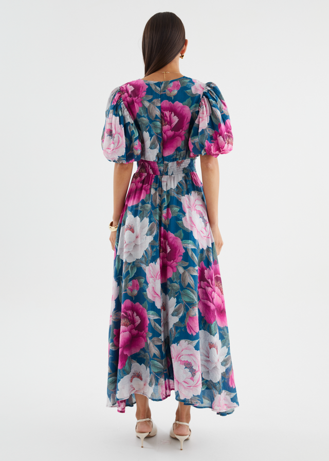 Anastasia Maxi Dress - Teal Peony