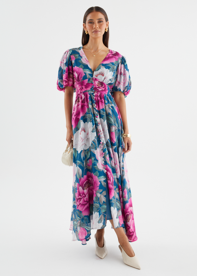 Anastasia Maxi Dress - Teal Peony