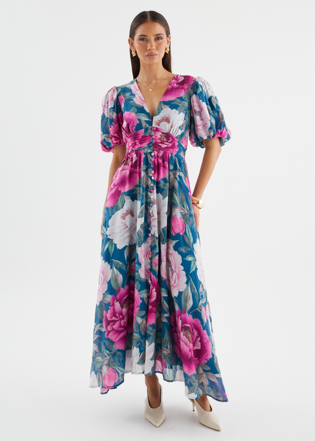 Anastasia Maxi Dress - Teal Peony