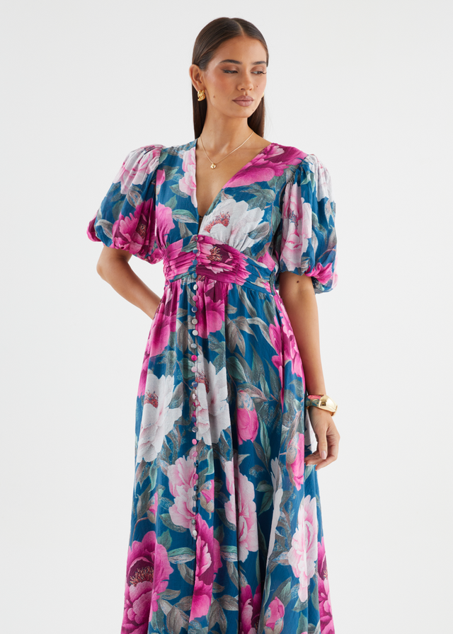 Anastasia Maxi Dress - Teal Peony