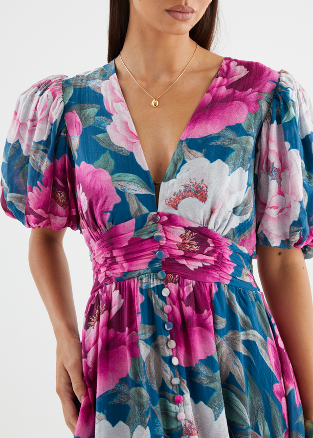 Anastasia Maxi Dress - Teal Peony