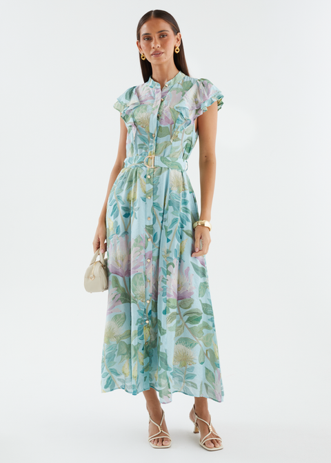 aqua romantic floral maxi dress Nuala Maxi Dress