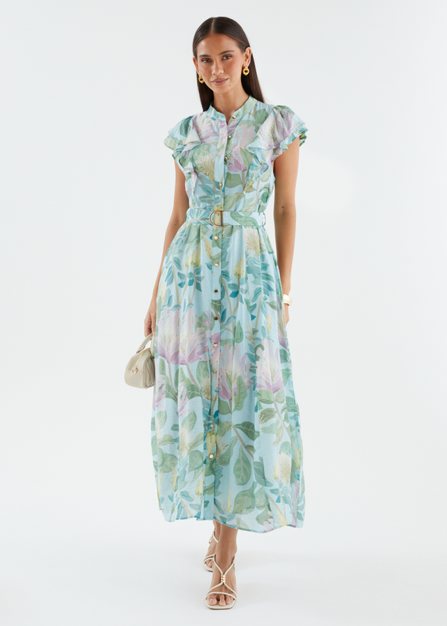 Nuala Maxi Dress - Aqua Floral