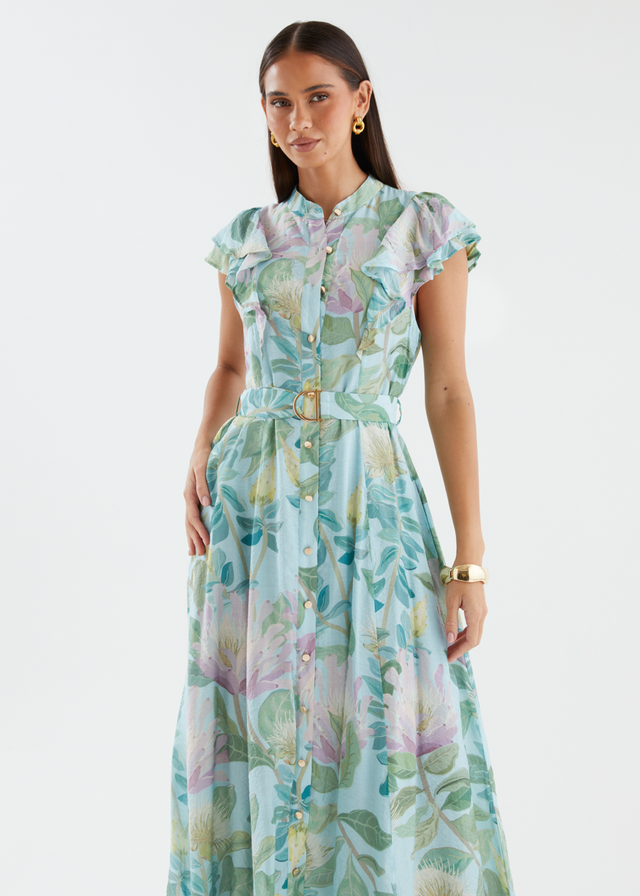 Nuala Maxi Dress - Aqua Floral