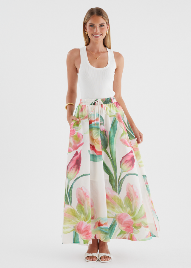 Remi Floral Skirt - Pink Orchid