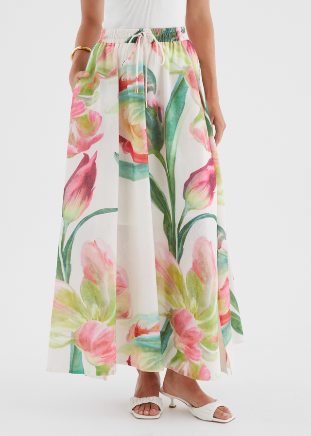 Remi Floral Skirt - Pink Orchid