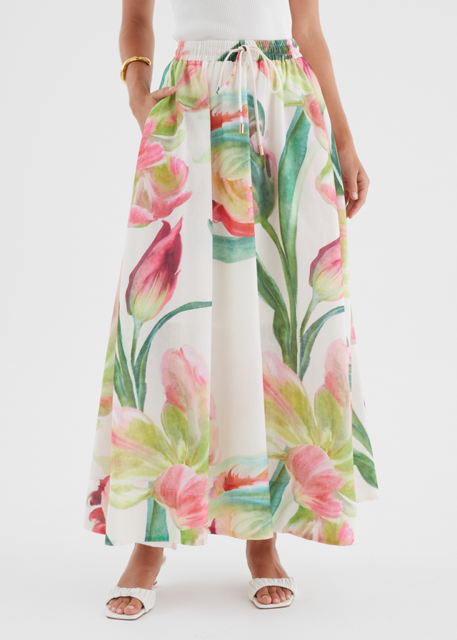 Remi Floral Skirt - Pink Orchid