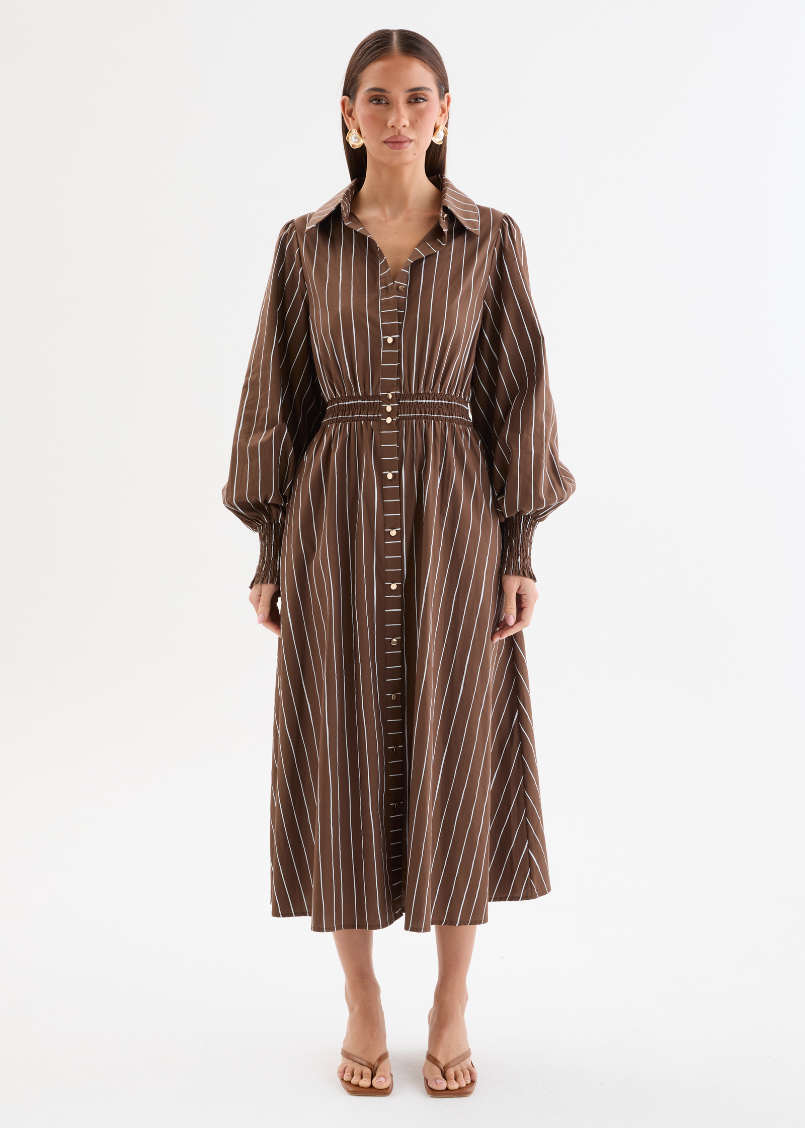 Irie Midi Dress - Chocolate Stripe – Gingham & Heels