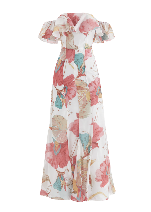 Lauraine Off Shoulder Maxi Dress - White Petal