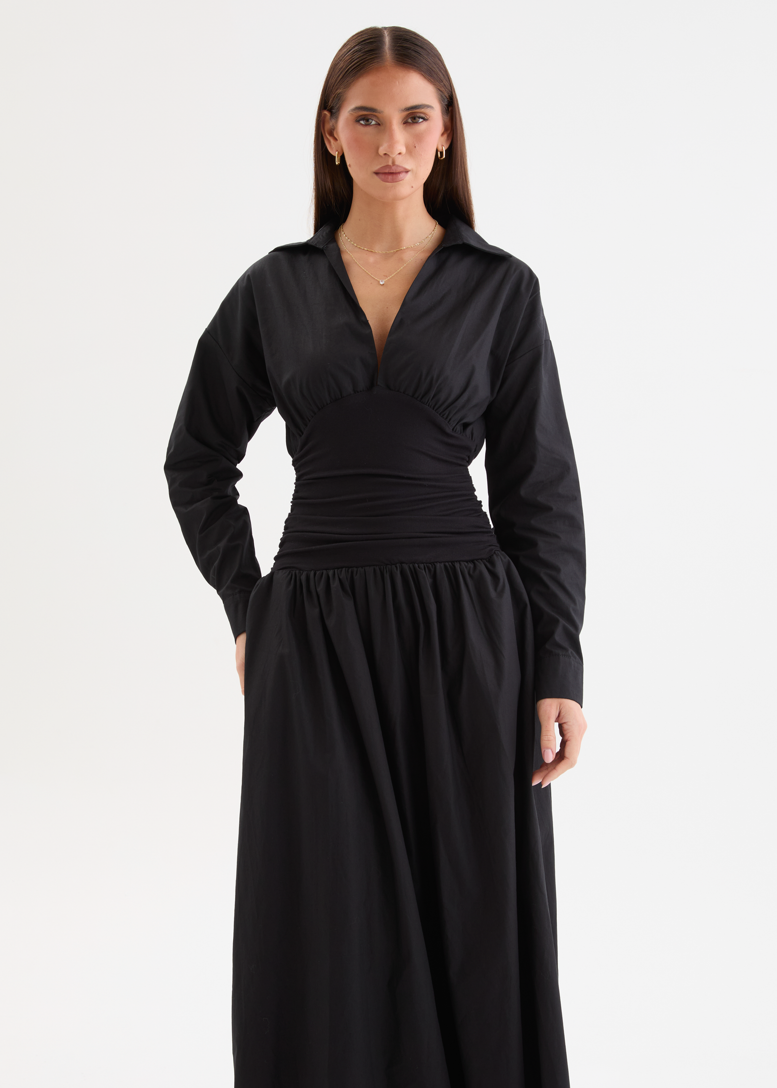 black long sleeve dress australia Shirley Long Sleeve Maxi Dress - Black by Petal & Pup Online | THE ICONIC
