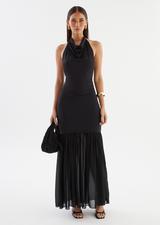 Jazel Halter Maxi Dress - Black
