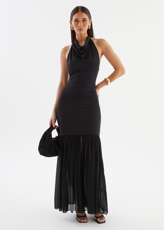 Jazel Halter Maxi Dress - Black