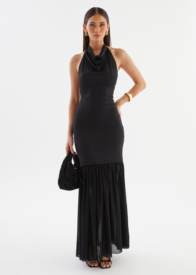 Jazel Halter Maxi Dress - Black
