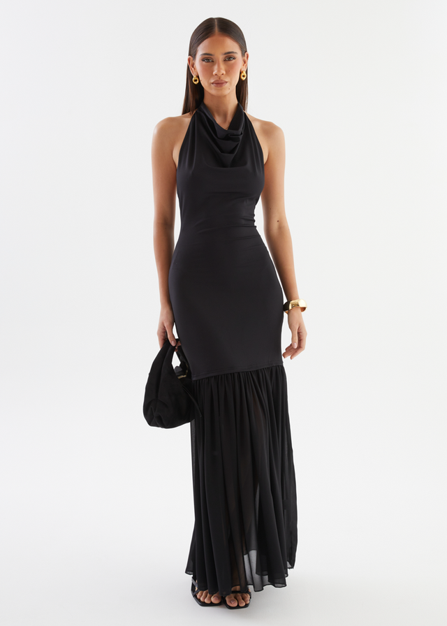 Jazel Halter Maxi Dress - Black