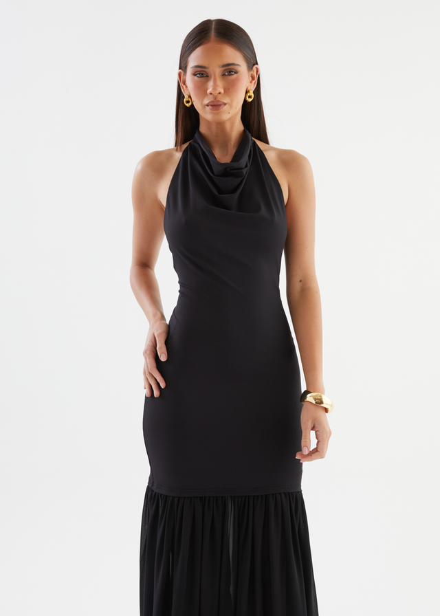 Jazel Halter Maxi Dress - Black