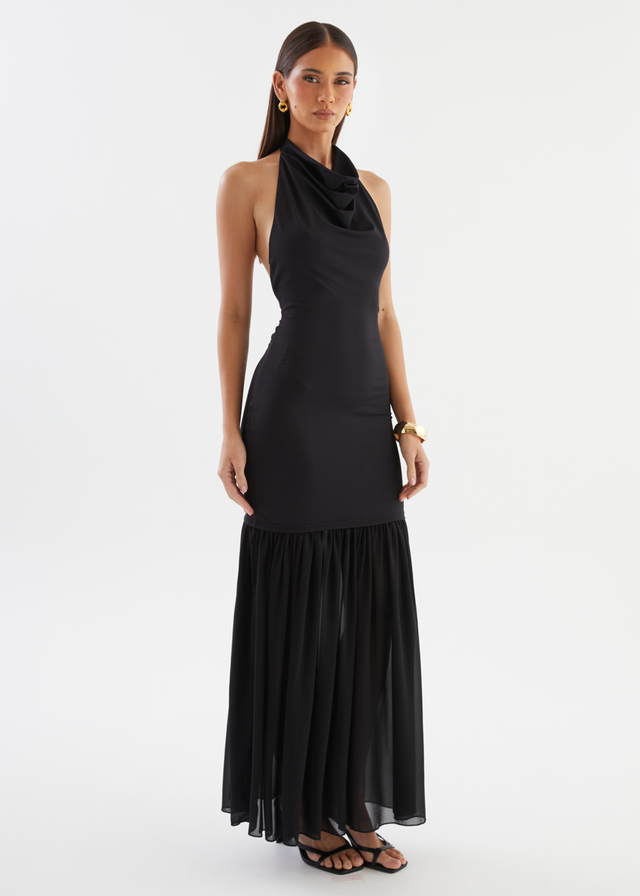 Jazel Halter Maxi Dress - Black