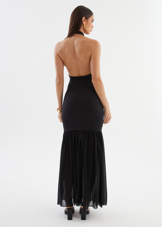 Jazel Halter Maxi Dress - Black