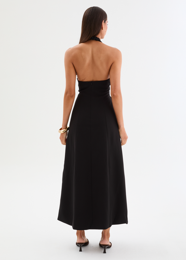 Shannia Halter Midi Dress - Black