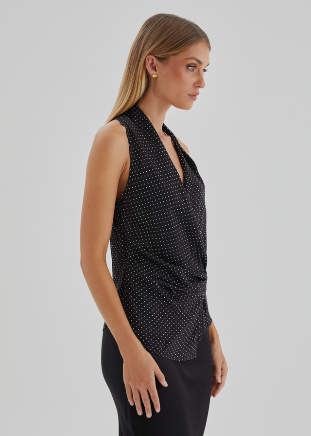 Angela Top - Black Polka Dot