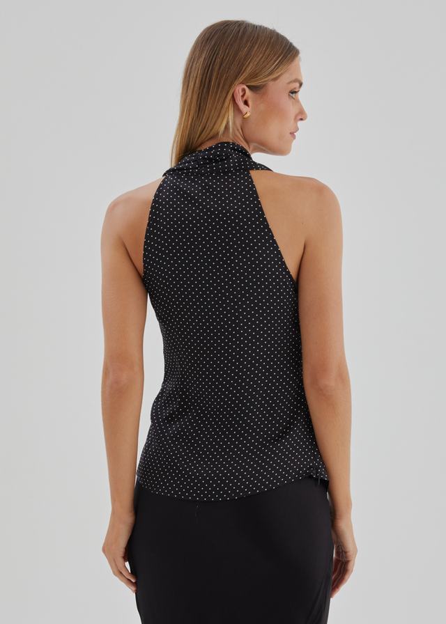 Angela Top - Black Polka Dot