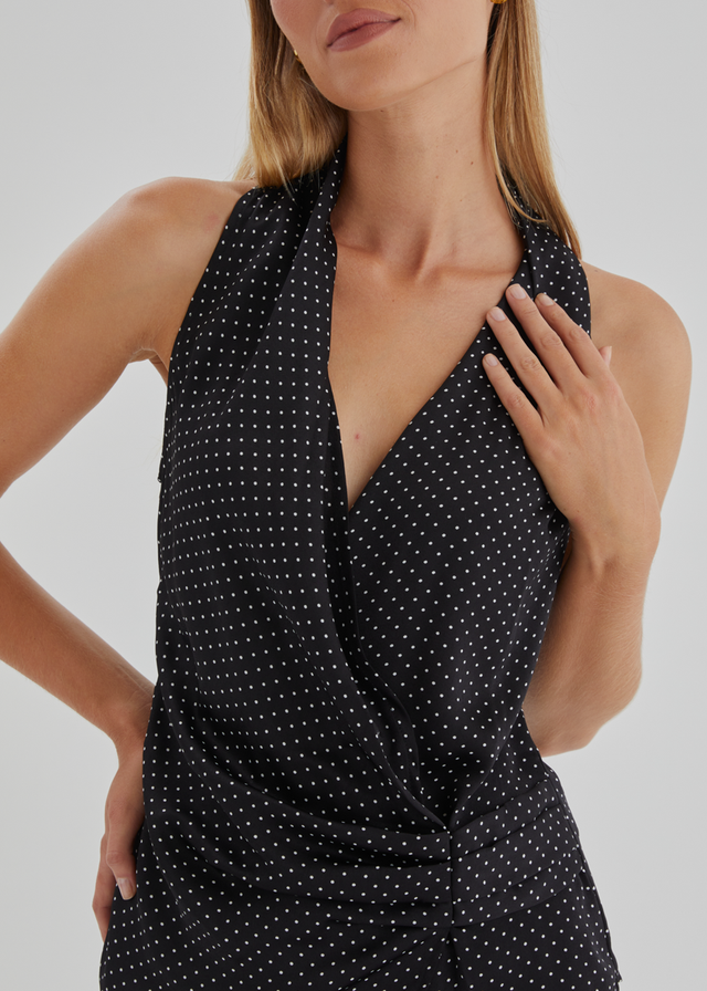 Angela Top - Black Polka Dot