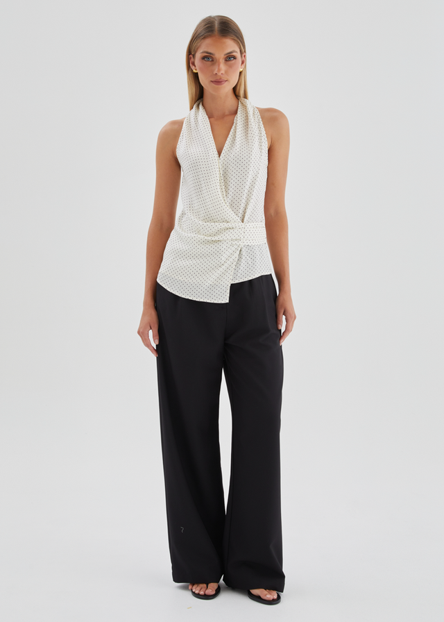 Angela Top - White Polka Dot