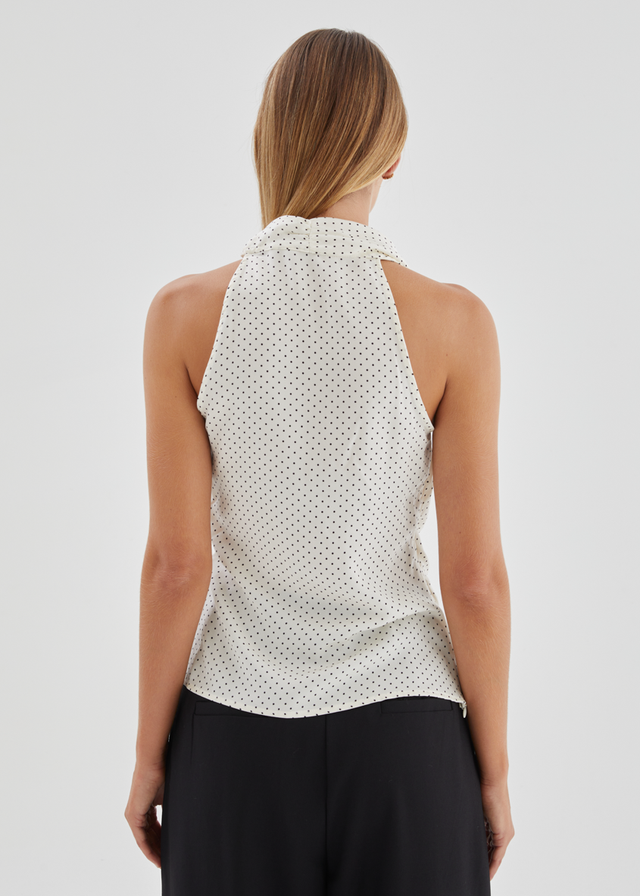 Angela Top - White Polka Dot