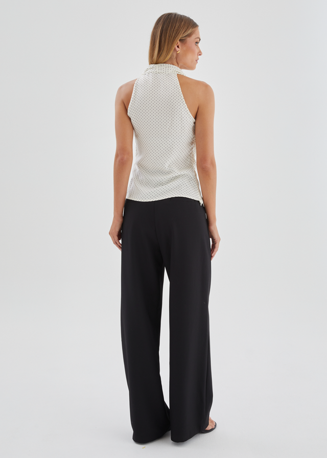 Angela Top - White Polka Dot