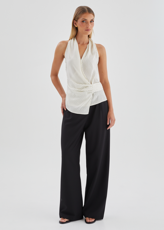 Angela Top - White Polka Dot